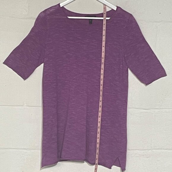 EILEEN FISHER Organic Linen Cotton Slub Pullover Sweater XS Purple Fuschia NWOT - Picture 2 of 5